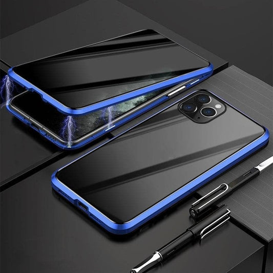 ✨ Mágneses iPhone Tok Privát Üveggel és Fém Kerettel 📱🔒