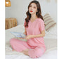 💖Ice Silk rövid ujjú + laza széles lábú nadrág, pizsama kétrészes készlet