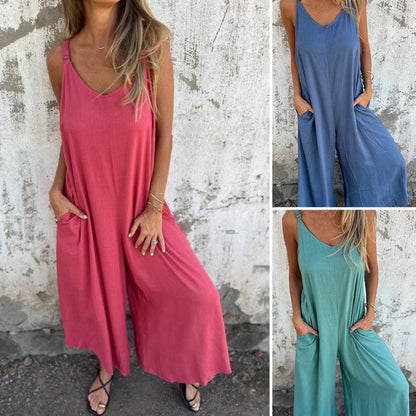 【S-3XL】👗Laza pamut vászon kezeslábas