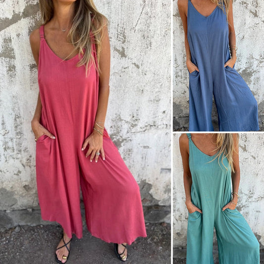 【S-3XL】👗Laza pamut vászon kezeslábas