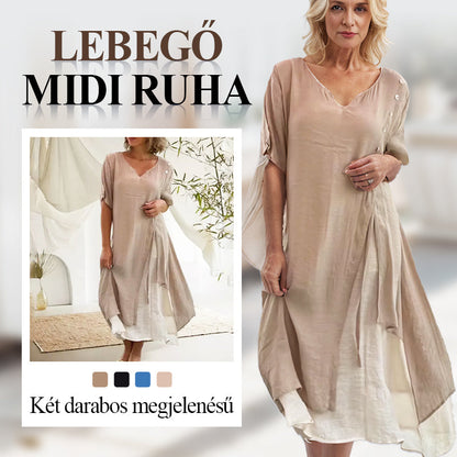 【S-4XL】💞Női, két darabos megjelenésű, lebegő midi ruha