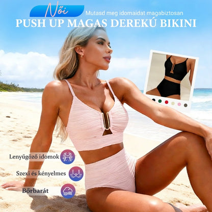 🔥 S-2XL 🌞 Női Push Up Magas Derekú Bikini 🌊👙