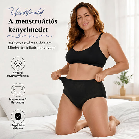 🍃 Magas derékú, elöl-hátul szivárgásgátló higiéniai bugyi, hatékonyan megakadályozza az oldalirányú szivárgást