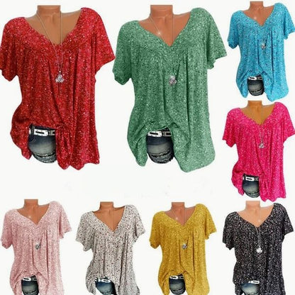 【S-5XL】👚Tavaszi divat nyomtatás rövid ujjú