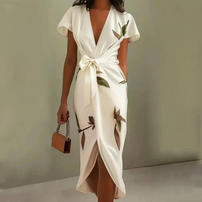 【S-3XL】🎀Szatén ruha hegyes nyakkivágással