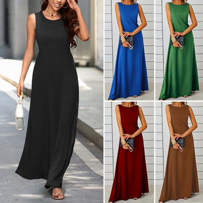 【S-XL】👗Minimalista egyszínű ujjatlan ruha