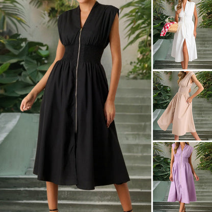 【S-XL】👗Női elegáns V-nyakú osztott ruhák