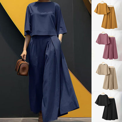 【S-XL】💯Női laza póló + laza nadrág kétrészes készlet