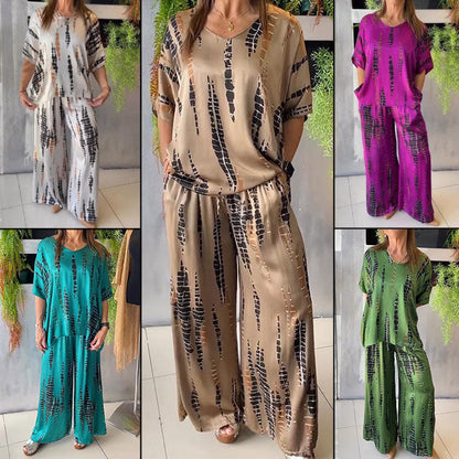 【M-4XL】🎊Satin alkalmi Crew Neck Kétrészes öltöny