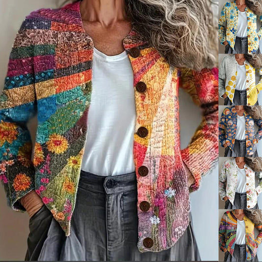 【S-3XL】🌺Virágmintás gombos kardigán