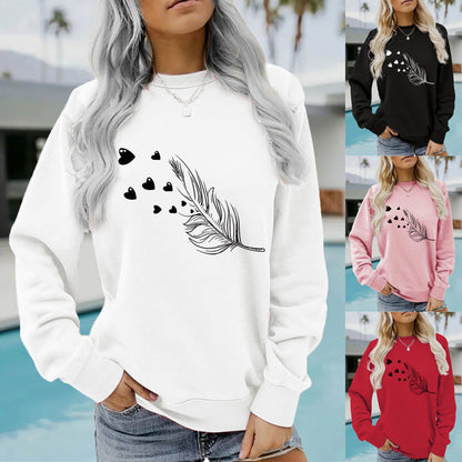 【S-3XL】💖Női tollas és szívmintás felső