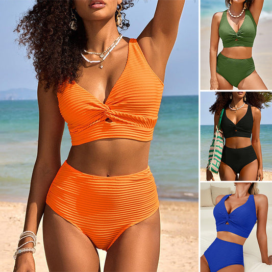 【S-2XL】👙Magas derekú bikini szett