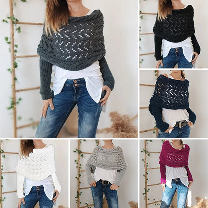 👚Áttört kötött poncsó nőknek