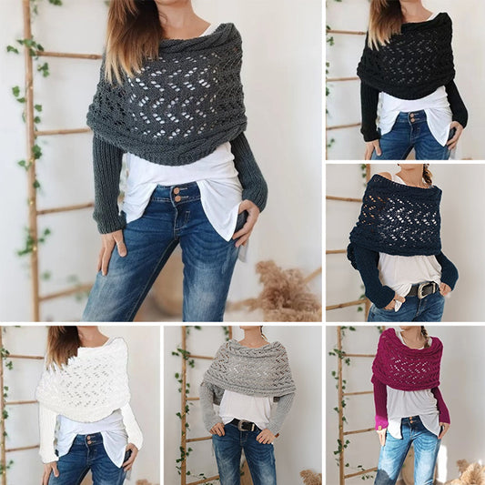 👚Áttört kötött poncsó nőknek