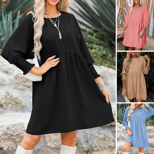 【S-2XL】💕Kerek nyakú ruha 3/4 ujjal