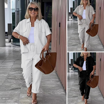 【S-3XL】❄️Pamut és vászon öltöny - kényelmes ing és nadrág