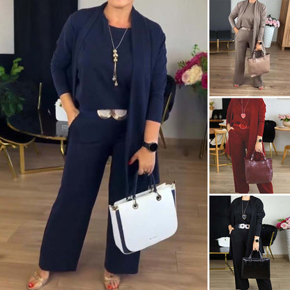 【S-5XL】💖Hosszú kardigán szett, háromrészes