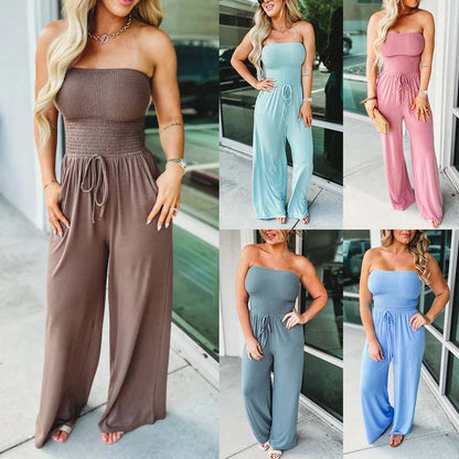 【M-2XL】💟Wrap mellkas széles szárú Jumpsuit