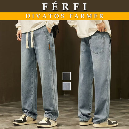 【M-4XL】👖Férfi laza, egyenes fazonú farmernadrág – Kényelmes és kényelmes