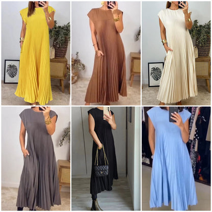 【M-3XL】💕2025 Egyszínű ujjatlan ruha