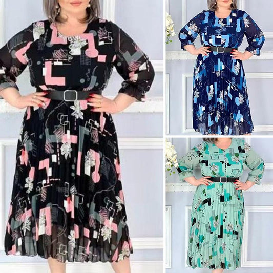 【S-4XL】🌺Női rakott Flowy ruha övvel