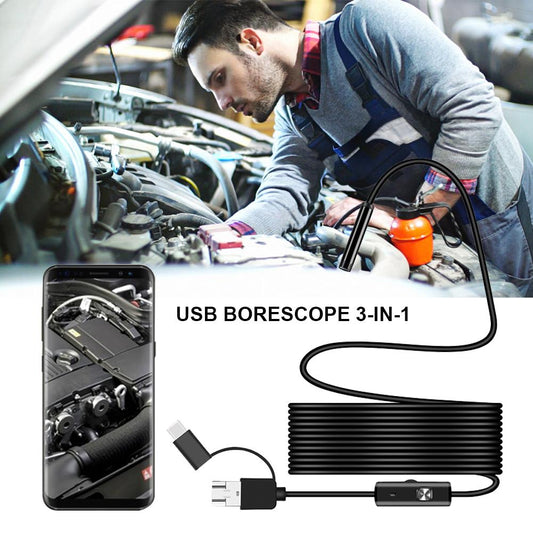 🔍 3 az 1-ben USB endoszkóp kamera – 💡 Tökéletes motorok, csövek, kábelek és nehezen elérhető helyek vizsgálatához📱 🔧