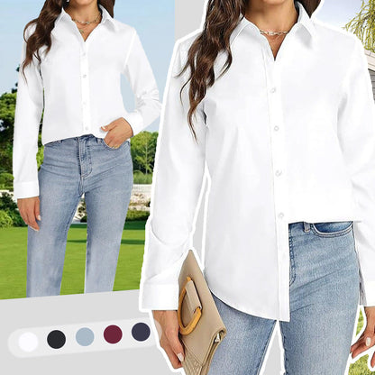 【S-4XL】🌿Laza középhosszúságú hajtókás alkalmi hosszú ujjú ing