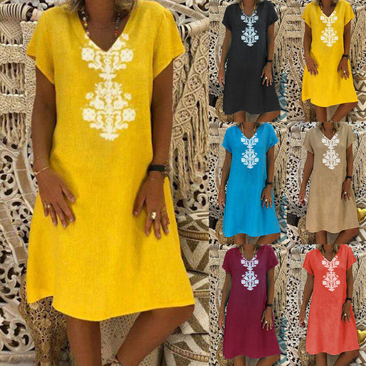 【M-4XL】🌷Tavaszi és nyári új egyszínű vászonruhák