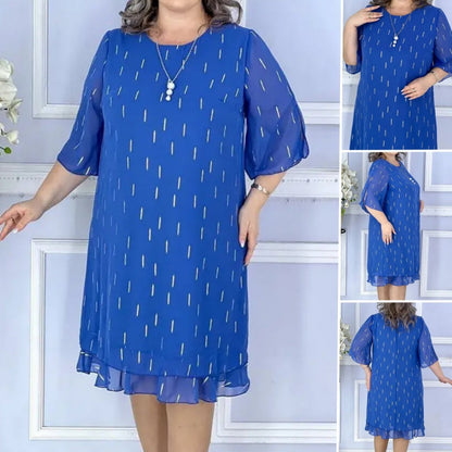 【S-4XL】✨Kerek nyakú sifon hosszú ruha