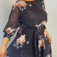【S-4XL】🌺Kerek nyakú virágos Flowy ruha övvel