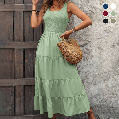 【S-2XL】🌿Női ujjatlan rakott rakott Midi ruha