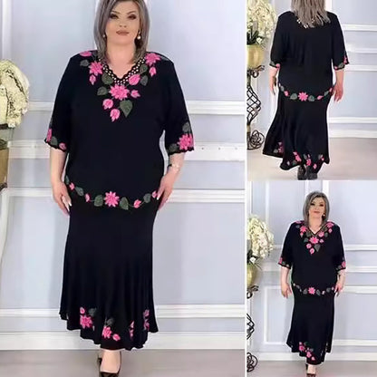 【S-4XL】🌷Női elegáns V-nyakú virágos ruha
