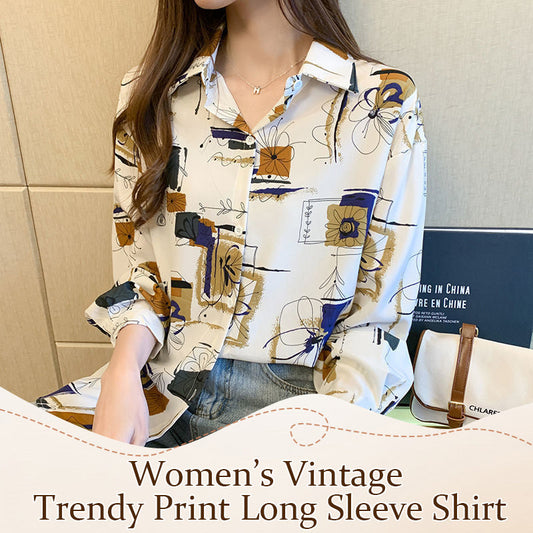 【S-2XL】🌺Női retro divat nyomtatott hosszú ujjú ing