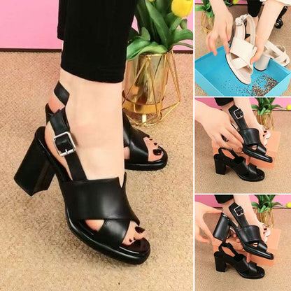 【EU 34-39】👡Női nyitott orrú Chunky Heel szandálok