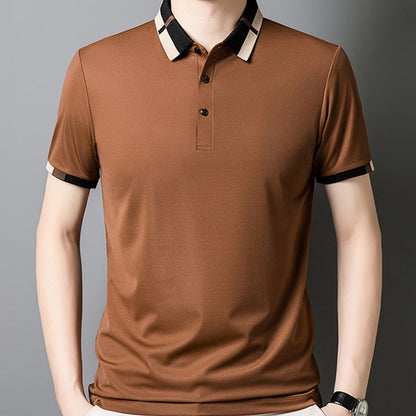 【M-2XL】❄️Férfi Stretch Ice Silk rövid ujjú, hajtókás póló