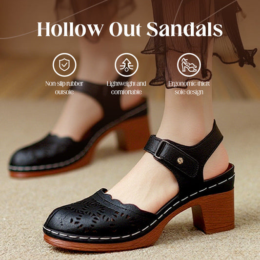 【EU 36-43】👠Női elegáns kerek lábujjas üreges szandálok