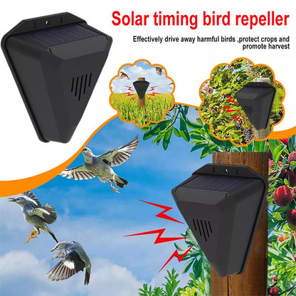 🌾50% OFF NOW! Waterproof Solar Outdoor Bird Repeller‑Timing Ultrasonic Bird Deterrent, Solar‑Powered Bird Scarer for Garden Orchard Crop Protection