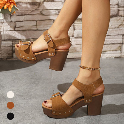 【EU 35-42】👡Női Chunky sarok csatos szandálok