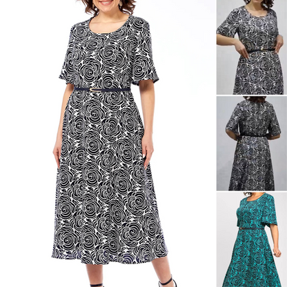 【S-4XL】💃Elegáns nyomtatott Maxi ruha övvel