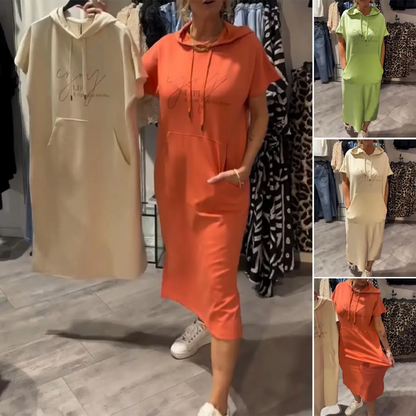 【S-3XL】👗Női rövid ujjú kapucnis ruha
