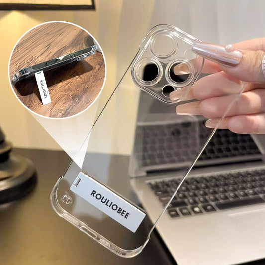 Transparent Frameless Phone Case with Stand for iPhone