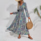 【M-4XL】🌺V-nyakú mintás hosszú ujjú maxi ruha