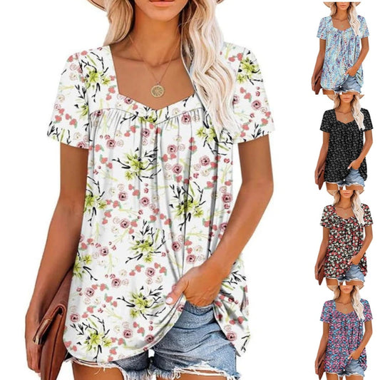 【S-3XL】🌸Női nyári rakott nyomtatott rövid ujjú nyakkendő