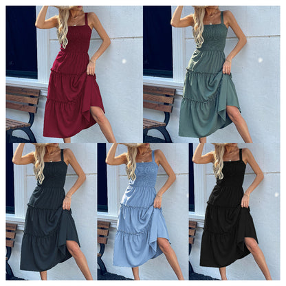 【S-2XL】👗Egyszínű camisole hosszú ruha