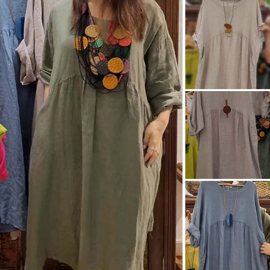【S-4XL】🌿Alkalmi pamut vászon ruha
