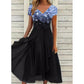 【S-5XL】👗Női nyári V-nyakú nyomtatott patchwork ruha