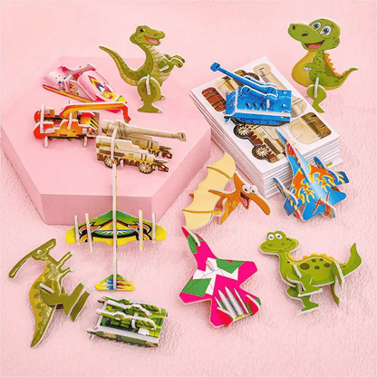 🦗🧩 DIY rajzfilm 3D összerakós puzzle (25 db/készlet) 🧠✨