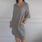 【S-2XL】🌿Női alkalmi szilárd V-nyakú laza laza ruhát