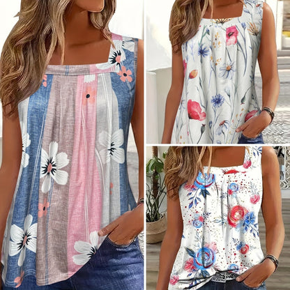 【S-2XL】🌸Női alkalmi ujjatlan nyomtatott felső