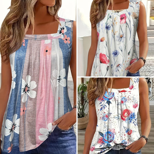 【S-2XL】🌸Női alkalmi ujjatlan nyomtatott felső